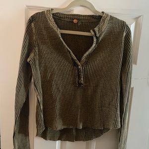 NWT Free People Long Sleeve Waffle Shirt
